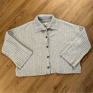 Aerie Gray Ribbed Cardigan Sweater